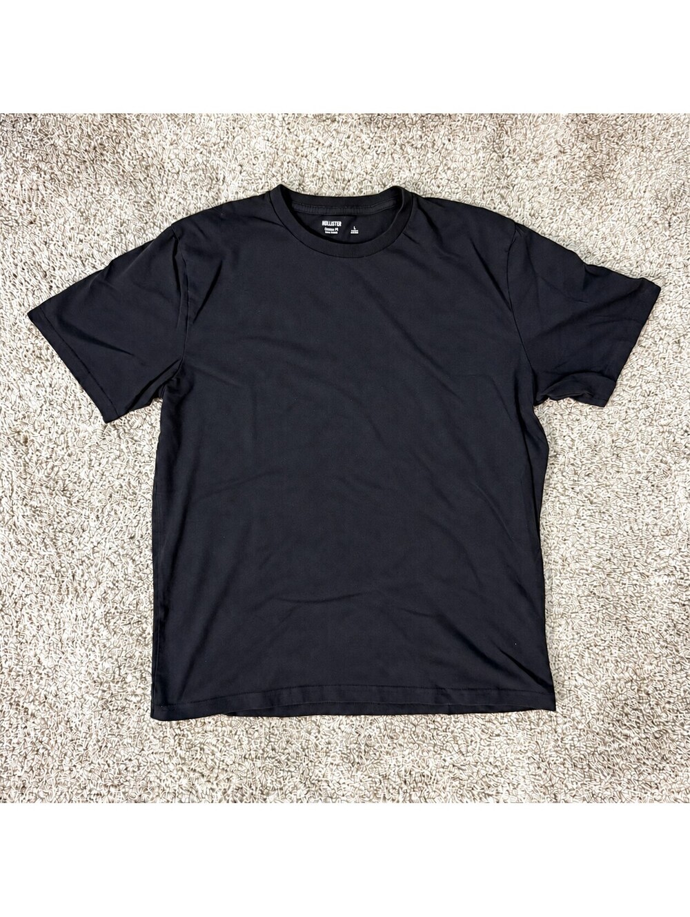 Hollister Classic Fit T-Shirt Black Solid Cotton Crew Neck Men's M